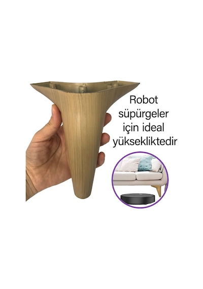 Zelve 15 Cm Açık Ceviz Lüx Mobilya Kanepe Sehpa Ünite Koltuk Ayağı Baza Ayak