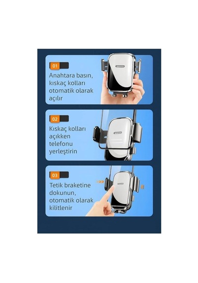 Telefon Tutucu Araç İçi Otomatik Klipsli Ayarlanabilir Cam Ve Torpido İçin Yüksek Kaliteli 2 Mixed