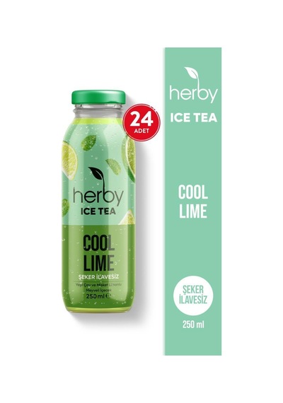 Herby Ice Tea Cool Lime Şeker İlavesiz Soğuk Çay 24 x 250 ML