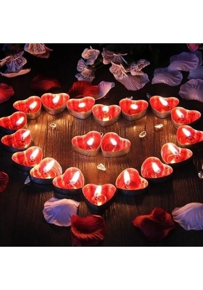 100 Adet Tea Light Kalpli Mum Kırmızı Mum Kırmızı Tealight Mum Sevgililer Gününe Özel Dekor Mum Kirmızı