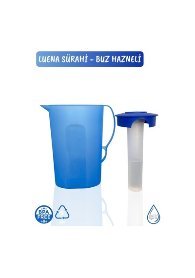 Luena Sürahi Pp-5 Kokusuz Sürahi Soğutuculu Mavi Sürahi Bpa Free 2,1 L