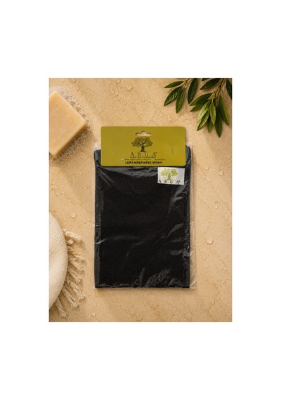 Lüks Krep Kese Siyah 25x18 Cm Geleneksel Hamam Kesesi Vücut Peeling Kesesi - 901047037