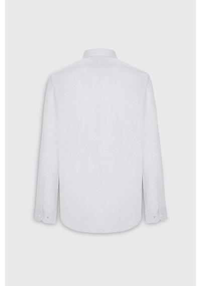AC&Co / Altınyıldız Classics Erkek Beyaz Slim Fit Dar Kesim Düğmeli Yaka Flamlı Casual Gömlek 4A2022200073BYZXL Beyaz