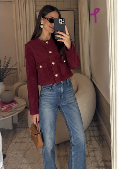 Verymoda Suet Cepli Ceket F1800 Bordo