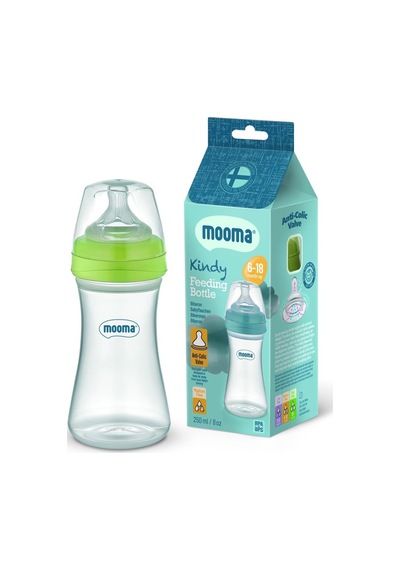 Kindy Antikolik Pp Biberon, 250 Ml, 6-18 Ay, Orta Akış, Yeşil