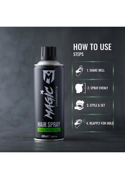 Magic Cosmetics Saç Şekillendirme Spreyi 400 Ml / Saç Spreyi / Ekstra Güçlü Tutuş / Tüm Saç Tipleri İçin Şek