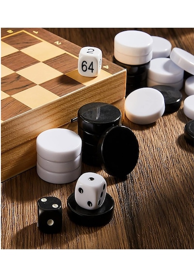 Tavla Pulu Orta Boy No:3 1 Paket Tavla Ve Dama Taşı Plastik 3.2 Cm Zar Hediyeli Gri Siyah 32 Mm Oyun Pulu