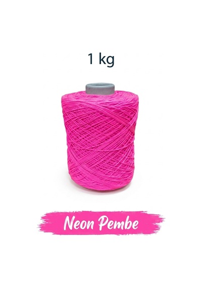 Premium İnce Cotton Zincir Makrome İpi Neon Pembe 1 Kg - 2 Mm Çanta Runner İpi