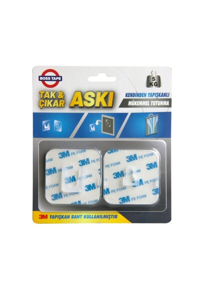 Bosstape 3M Yapıştırıcılı Tak Çıkar Geçmeli Askı 60 x 60 Mm Çok Renkli