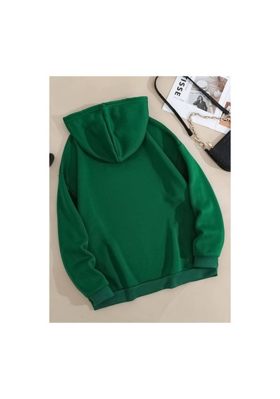 Caddekombin Gülen Yüz Baskılı Yumuşacık Sweatshirt Yeşil