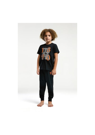 U.s. Polo Assn. Erkek Çocuk Siyah Kısa Kol Pijama Takım Siyah