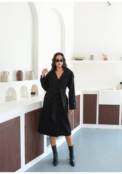 Zeynep Öykü Style Kadın Oversize Kaşe Kaban