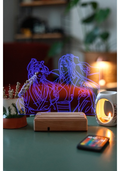 Lan Wangji And Wei Wuxian 16 Renk Kumandalı 3d Gece Lambası