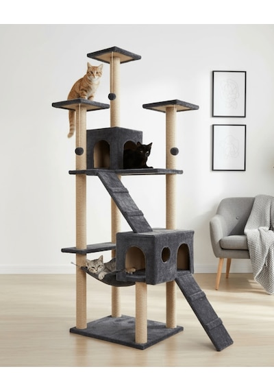 Reyo Pet Residence Kedi Tırmalama Evi Antrasit