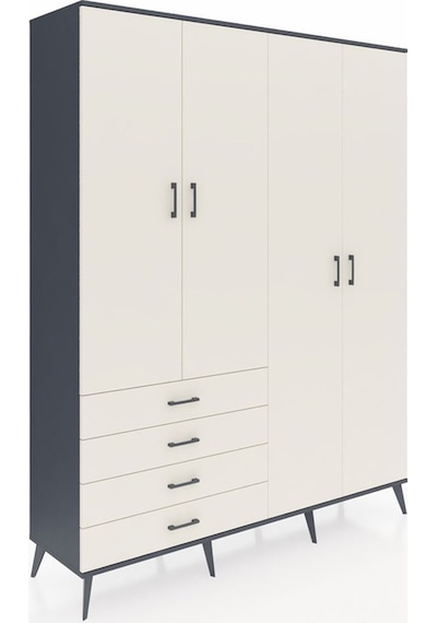 Hyperion Gardrop 6 Raflı 4 Çekmeceli Tek Askılı 176x44x221 Antrasit-aytaşı Aytaşı Hyperion Gardrop 6 Raflı 4 Çekmeceli Tek Askılı 176x44x221 Antrasit-aytaşı Aytaşı