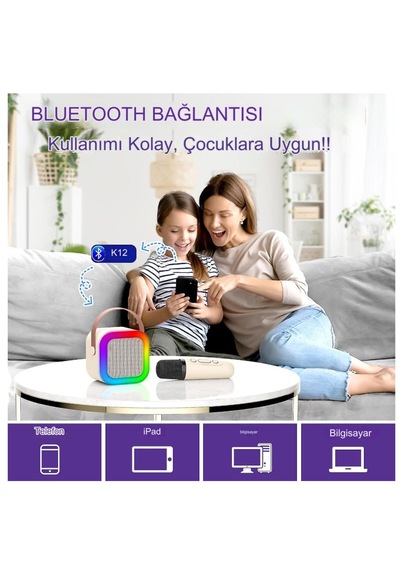 Kablosuz Rgb Işıklı Taşın Bilir Karaoke Hoparlör Ve Mikrofon Seti