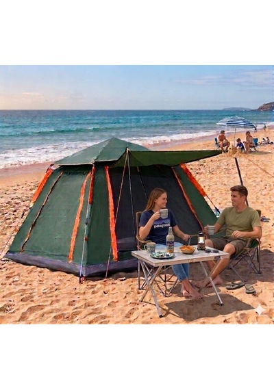 Tam Otomatik Tenteli 4-6 Kişilik 240x240x155cm Kamp Çadırı Yeşil