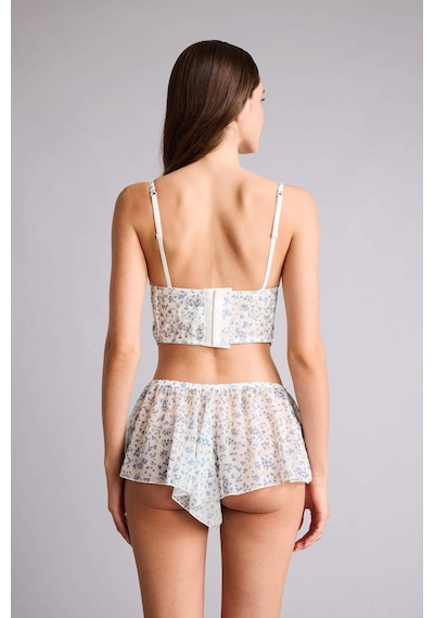 Defacto Çiçekli Açık Mavi Şort Pijama Alt H7587ax26spbe216 Mavi-be216