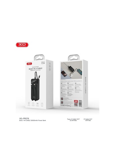 Pr276 22.5w+20w 3 Çıkışlı Dijital Ekranlı Fast Hızlı Şarj 2c Port, 1ip 30000mah Powerbank Beyaz