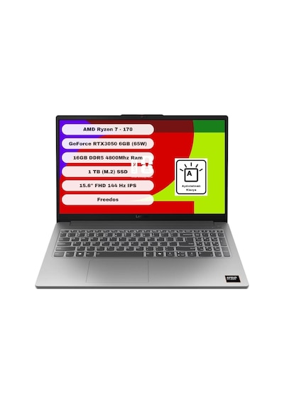 Lenovo LOQ 15ARP10 83S000DYTR Ryzen 7 170 16 GB 1 TB SSD RTX3050 15.6" Free Dos Dizüstü Bilgisayar