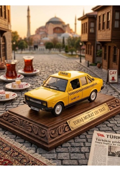 Nostaljik Havalı Kornalı Oyuncak Taksi - Sesli Ve Işıklı Çek-bırak Taksi Sarı Oyuncak Araba