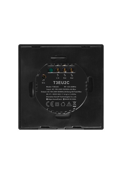 Sonoff T3-EU-2C Akıllı Dokunmatik Duvar Anahtarı 2 Kanallı