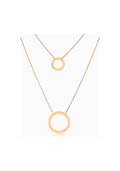 Kuyumcudukkani Evreni İfade Eden Daire Sembol İkili Kolye -37238-r Rose Gold