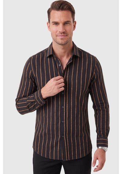 Deepsea Erkek %100 Pamuk Slim Fit Dar Kesim Keten Dokulu Çizgili Uzun Kollu Siyah Gömlek 2600034 Deepsea Erkek %100 Pamuk Slim Fit Dar Kesim Keten Dokulu Çizgili Uzun Kollu Siyah Gömlek 2600034