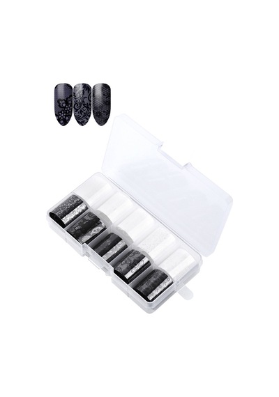 Misyul Farklı Desenli Tırnak Folyosu 5+5 Siyah Beyaz Mıs-2176