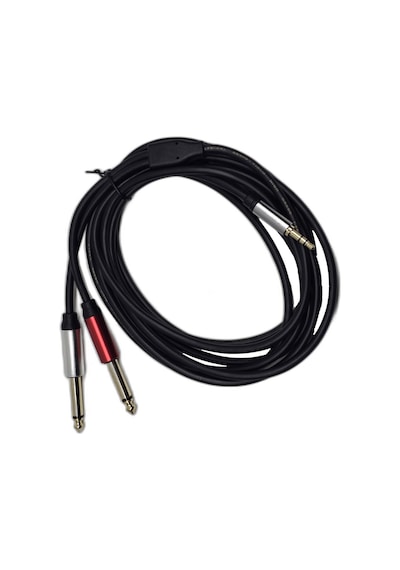 3 Metre 3.5 Mm To 2 X 6.35 Mm Ses Kablosu - Aux To Çivi Jak Mikser Ve Amfi Bağlantı Kablosu