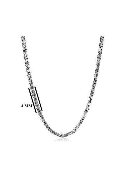 Tesbihane 925 Ayar Gümüş 60 Cm Uzunluk 4 Mm Genişlik 80 Mikron Kalınlık Erkek Kral Zincir