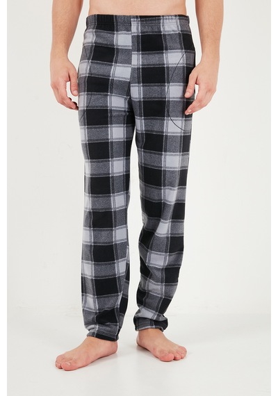 Buratti Lastikli Bel Düz Paça Yumuşak Dokulu Polar Pijama Altı Erkek Pijama Altı 6098001 Gri