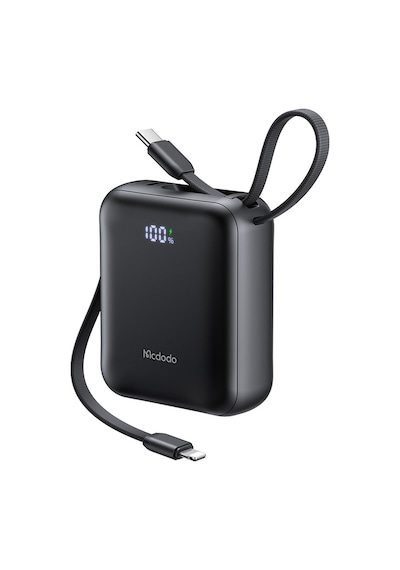 Mcdodo Mc-8620 10000mah 22.5w Pd Hızlı Şarj Dahili Kablolu Powerbank Siyah