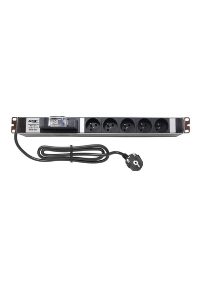 Amp Connect 19" 1u 5 Ups / Fransız Soketli 16a Otomatik Sigorta Koruyuculu Alüminyum Kabin Prizi Pdu