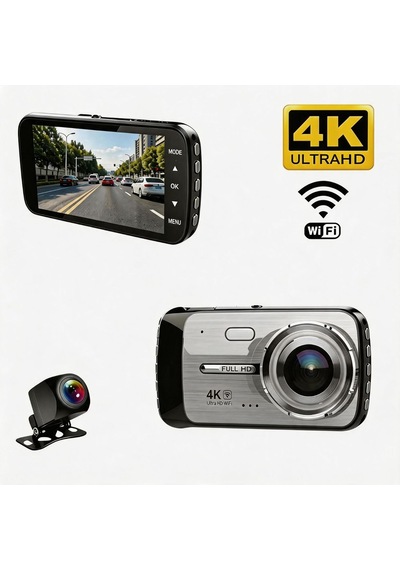 4k Ultra Hd Wifi Araç Kamerası Ön 4k + Arka 1080p Çift Kamera Araç Park Kiti Hediyeli