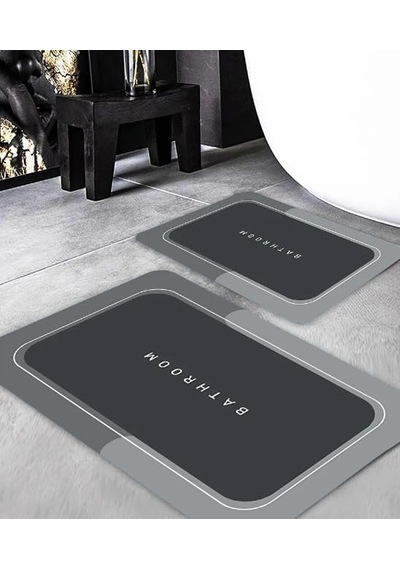 2 Adet Sihirli Su Emici Banyo Paspası Kaymaz Dikdörtgen Banyo Halısı 38x58 Cm, Elastik Ve Dayanıklı Karı Diğer