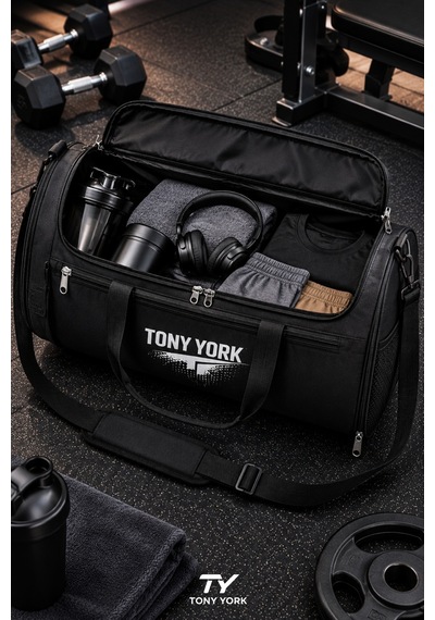 Tony York Unisex Geniş Hacimli Konfor Modeli Önü Cepli Ayakkabı Bölmeli Seyahat Antrenman Fitness Spor Çantası siyah