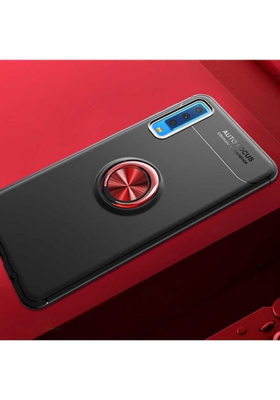 Samsung Uyumlu Galaxy A7 2018 Kılıf Zore Ravel Silikon Kapak Siyah-Kırmızı