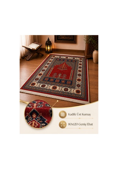 Kadife Hediyelik Çeyizlik Dekoratif Gelin Damat Bohçası %100 Pamuk Kaydırmaz Taban Halı Seccade 80x120 Ebat Kırmızı Kadife Hediyelik Çeyizlik Dekoratif Gelin Damat Bohçası %100 Pamuk Kaydırmaz Taban Halı Seccade 80x120 Ebat Kırmızı