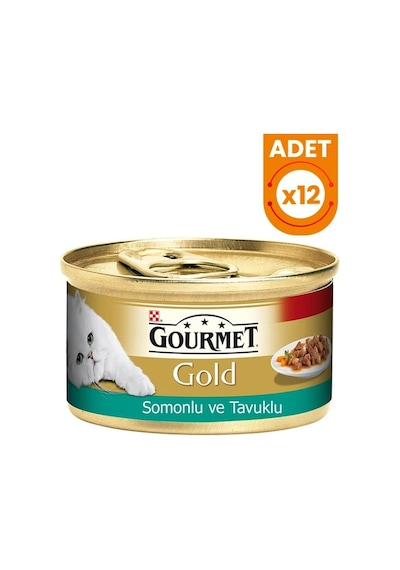 Gourmet Gold Somon Ve Tavuklu Yetişkin Konserve Kedi Maması 12 Adet 85 Gr