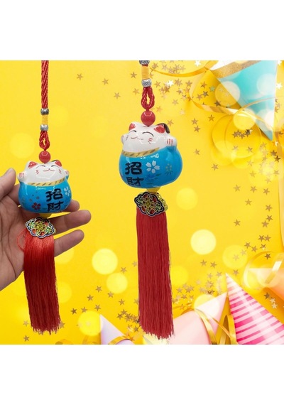 Feng Shui Maneki Neko Şans Kedisi Mavi No.2