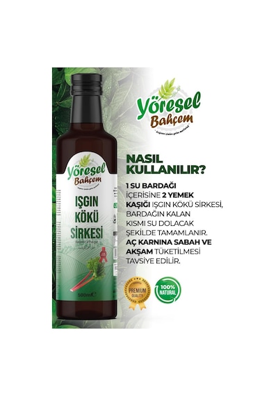 Yöresel Bahçem Işkın Kökü Sirkesi Doğal Fermantasyon 500ml