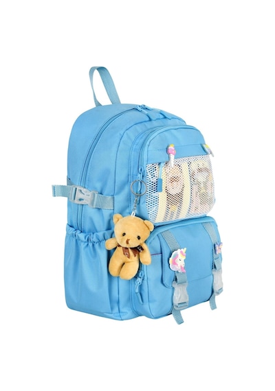 Waddell Kawaii Kore Tarzı Aksesuarlı İlkokul Sırt Ve Beslenme Çantası Mavi 25001 Mavi