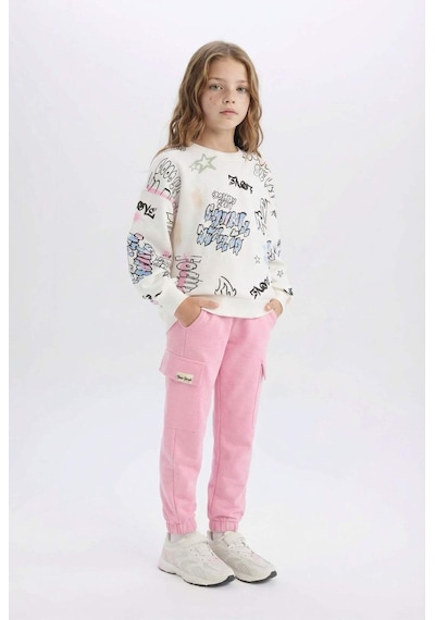 DeFacto Kız Çocuk Kargo Cepli Beli Paçası Lastikli Jogger Eşofman Altı D2872A824WNPN445 Pembe