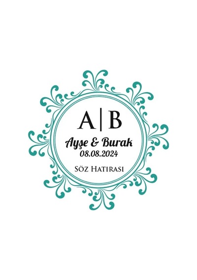 Klasik Desenli Dikdörtgen Mühür Kına Nişan Düğün 3x3 Cm Özel Etiket / 50 Adet Sticker Beyaz