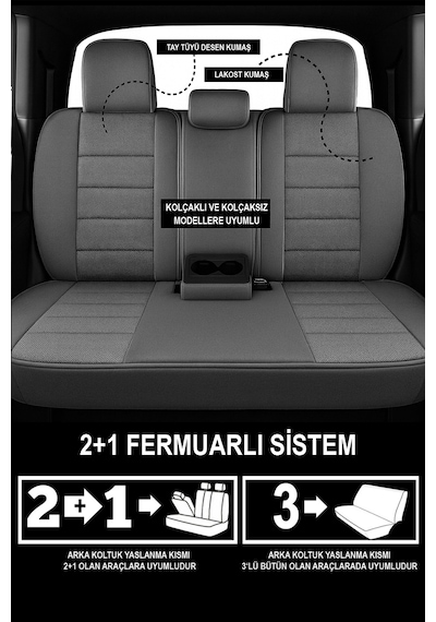 Oniks Oto Koltuk Kılıfı- Toyota Corolla-auris-yaris Uyumlu Füme