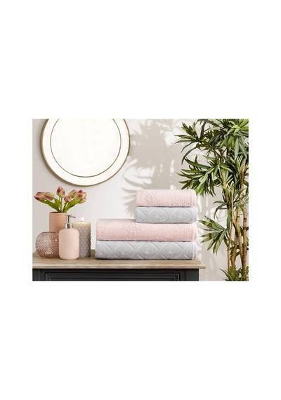 Mayra Best Set Hamam Takımı - Gri Pudra Pembe
