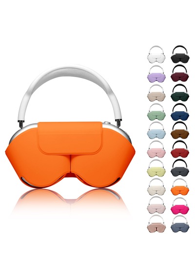 Apple Uyumlu AirPods Max İle Uyumlu Koruyucu Kılıf, Pu Deri, Mıknatıslı Kapama, Sleep Mode Destekli, Çizilmez Turuncu