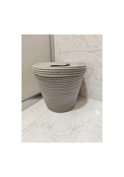Jüt, Hasır, Çöp Kovası, Mutfak Çöp Kovası, Banyo Çöp Kovası, Doğal, Natürel, Jüt Kova, Modern Kova Gri Gri