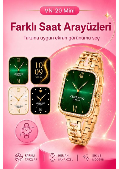 Gold Renk Tasarımlı Akıllı Saat Çoklu Kordonlu Dokunmatik Ekran Günlük Kullanım
